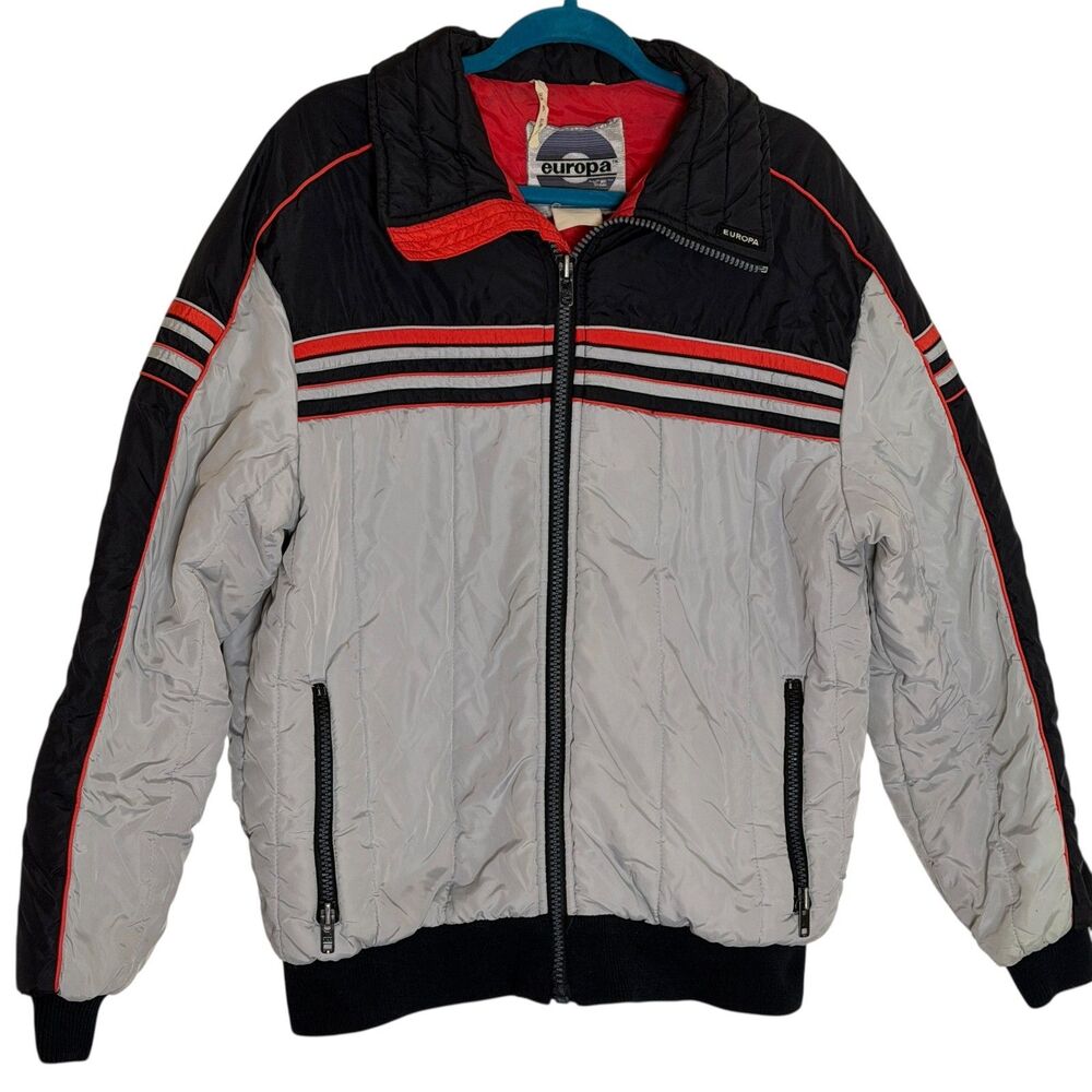 Europa Cevas Vintage Ski Jacket Coat Stripe Mens 52 US M L